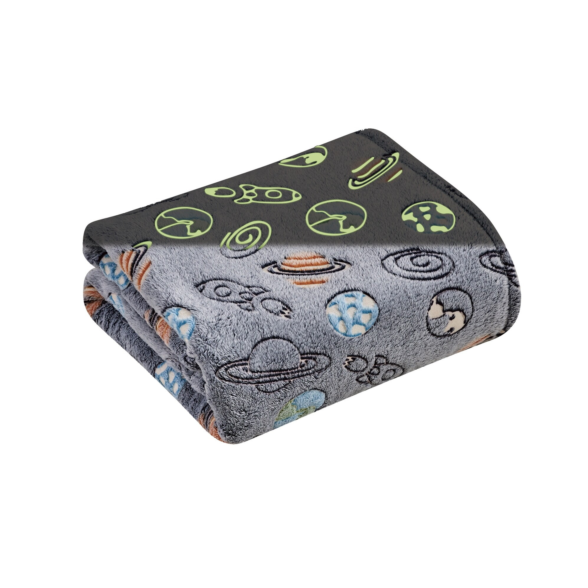 Glow-in-the-Dark Outer Space Kids Knitted Throw Blanket