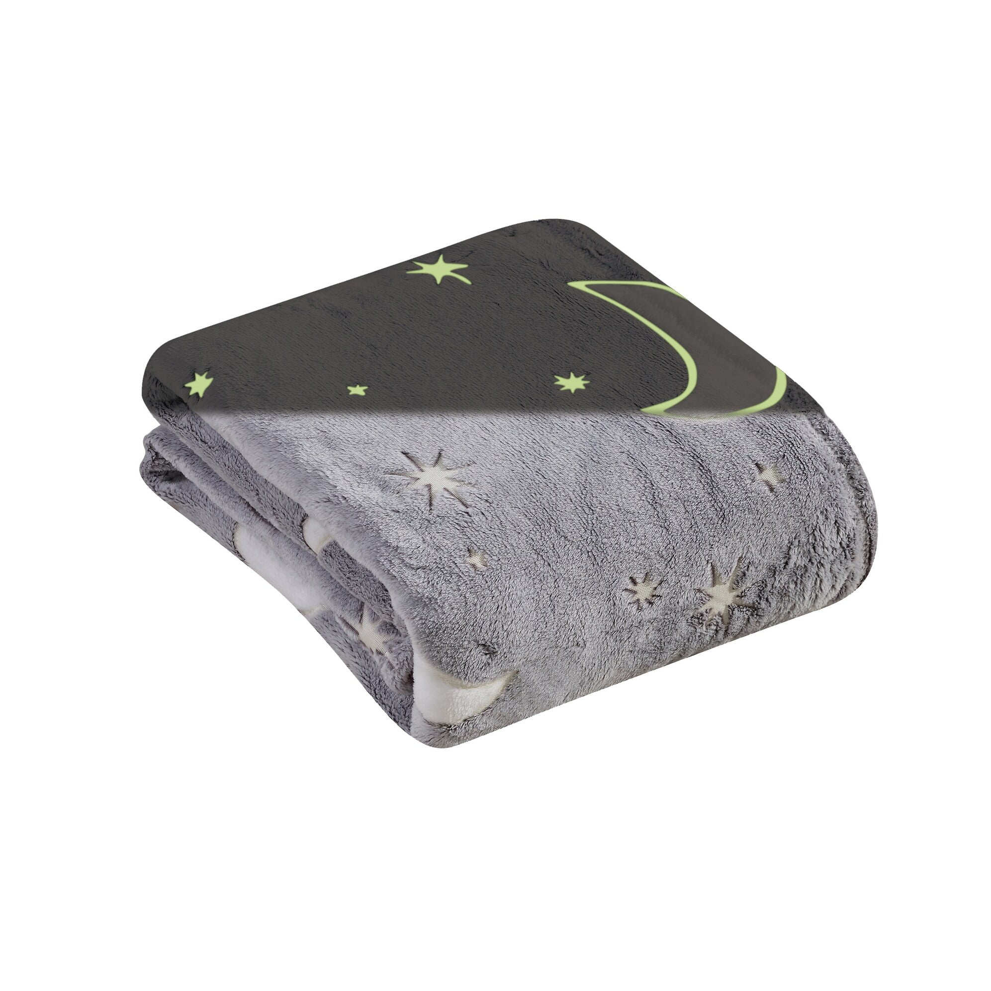 Gray Star Moon Glow-in-Dark Knitted Throw Blanket
