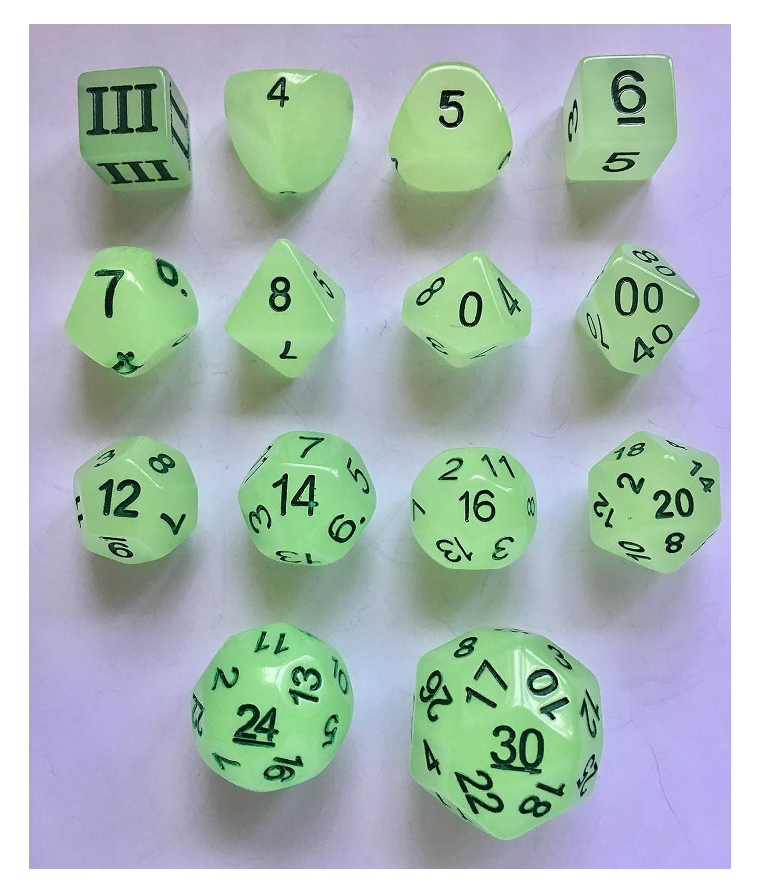 DCC Special 7 Dice Set – Rare RPG Dice (D3, D5, D7, D14, D16, D24, D30) For Dungeon Crawl Classics