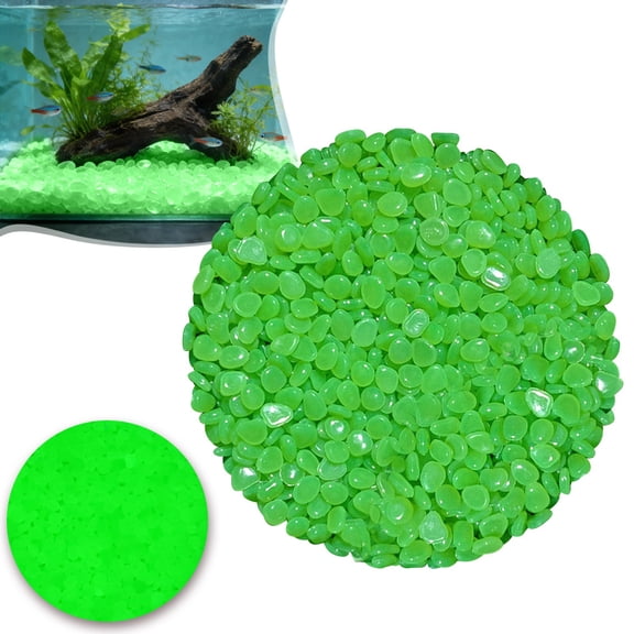 Glow-in-The-Dark Aquarium Pebbles 200-Pack, Luminous Resin Stones for Fish Tank Decor, Glowing Gravel for Garden Pathway, Home Landscaping, Vibrant Glow for 5-8 Hours, Green, By VINOIC