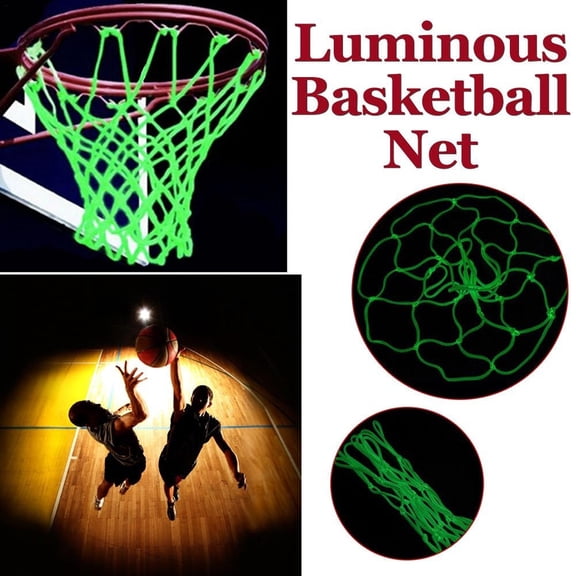 Glow in The Dark Basketball Net Heavy Duty Nylon Standard Size Rim Replacement for Indoor Outdoor Court Night Game Illuminated Hoop