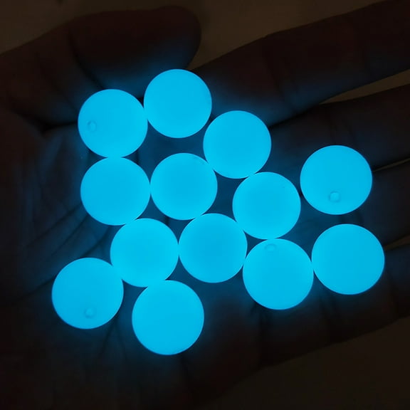 Glow in The Dark Beads, Luminous Solar Stones, Round Glowing Beads with Hole for DIY Crafts Bracelets Jewelry Making Decoration, 25pcs (8mm, Blue)