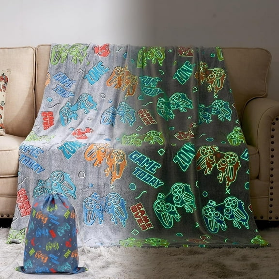 Glow in The Dark Blanket - Gamepad GAME OVER