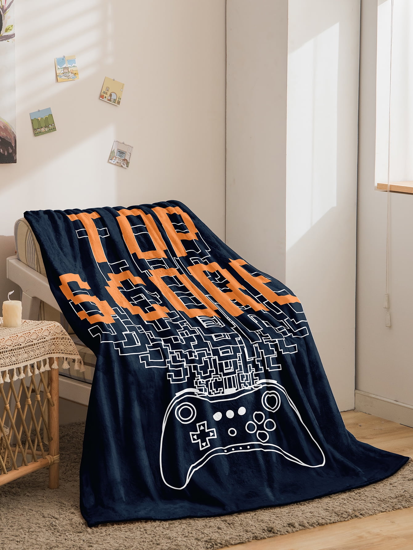 Glow In The Dark Game Controller Blanket – 50"x60" Soft Throw For Gamers, Kids, Teens