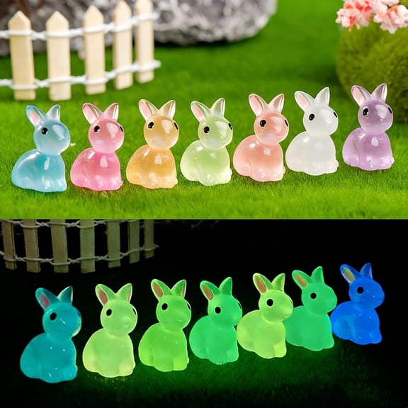 Glow in The Dark Bunny Figurines - 70 Pcs, Mini Resin Animals for Aquarium & Fairy Garden Decor, Gifts(DSF)
