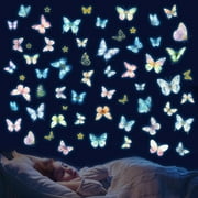 Glow in The Dark Butterfly Wall Decals Butterflies Stickers for Girls Bedroom Removable Room Decor for Kids Room Nursery