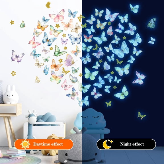 Glow in The Dark Butterfly Wall Decals Butterflies Stickers for Girls Bedroom Removable Room Decor for Room Nursery