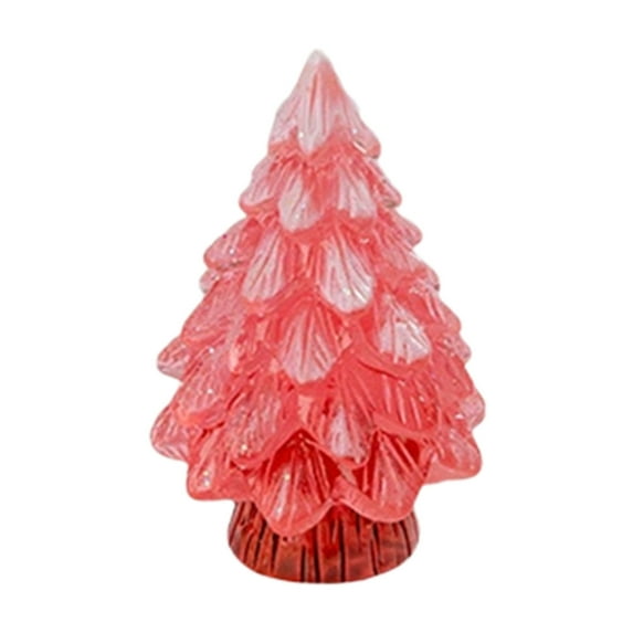 Glow in The Dark Christmas Tree Ornaments, Mini Colorful Resin Decorative Trees for DIY Crafts, Night Time Festive Decor(Red)