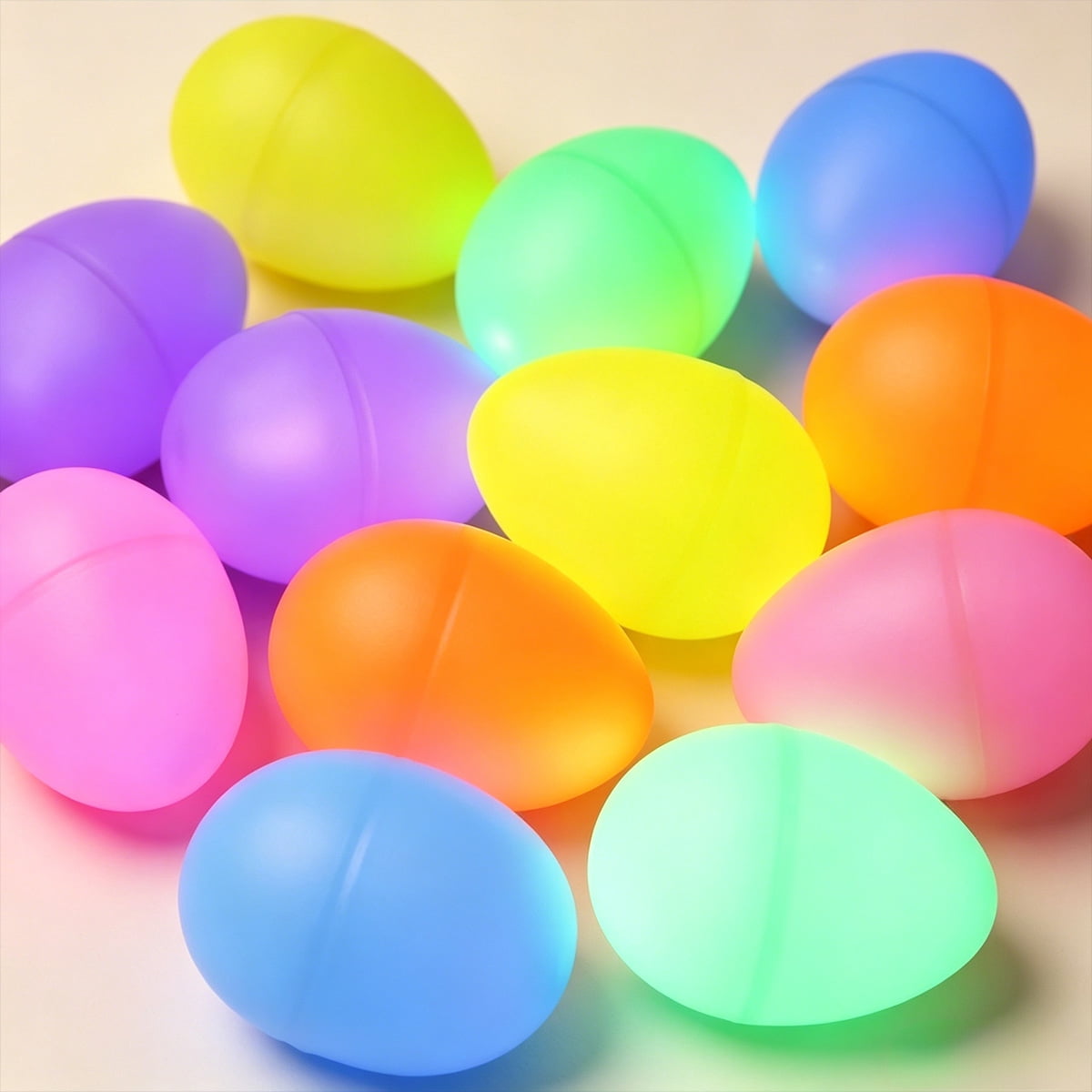 Glow in The Dark Easter Eggs, Fillable Plastic Eggs with Mini Glow Stickers for Hunt and Decorations