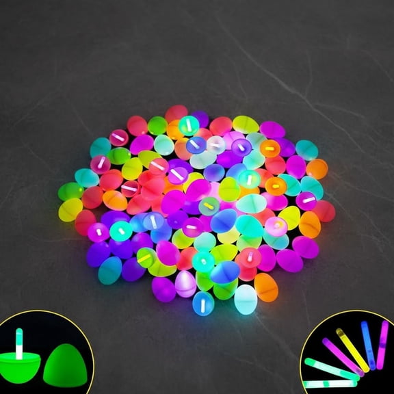Glow in The Dark Easter Eggs, Plastic Eggs with Mini Glow Sticks for Easter Basket Stuffers Party Favors Egg Hunt Supplies and Decorations