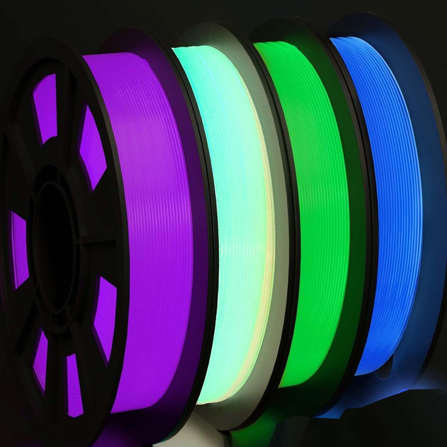 Glow in The Dark Filament Multicolor, 3D Printer Filament Bundle, 250g X 4 Pack, PLA Filament 1.75 mm, Dimensional Accuracy +/- 0.03 mm