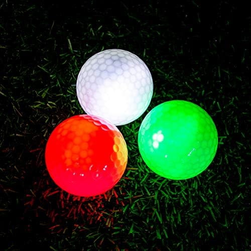 Glow in The Dark Golf Balls Light up Led Golf Balls Night Golf Gift Sets for Men Kids Women 6 Pack (6 Colors in one) 3 Pack: Red& Green&