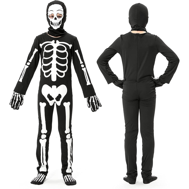 Glow in The Dark Halloween Skeleton Costume for Kids, Skelebones ...