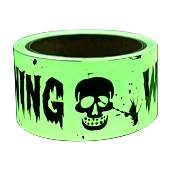 Glow in The Dark Halloween Warning Tape, Skull Caution Barrier Tape, Fluorescent Danger Keep Out Ribbon for Haunted House Party Yard Decor