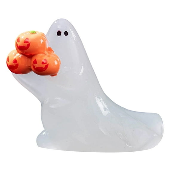 Glow in The Dark Holding Pumpkin Resin Desktop Ornament Halloween Home for Living Room and Bedroom