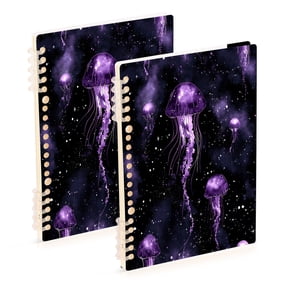 Glow in The Dark Jellyfish 2-Piece A5 PP Notebooks, Adjustable Rings, 80g Paper, Diary Set