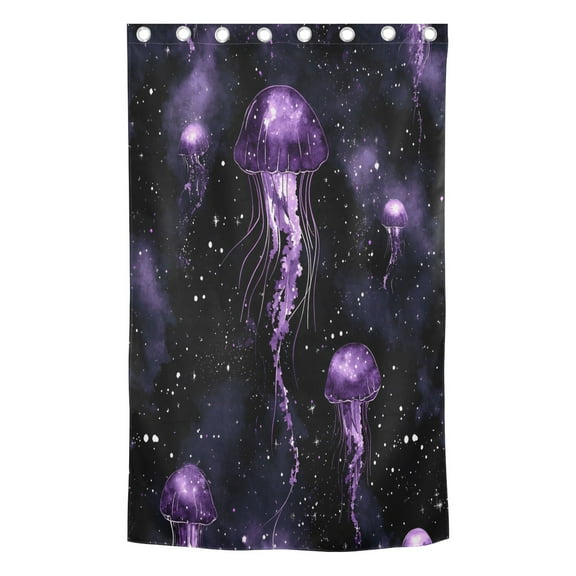 Glow in The Dark Jellyfish Thermal Insulated Blackout Curtain 84x42in Sun Blocking for Bathroom, Bedroom, Living Room