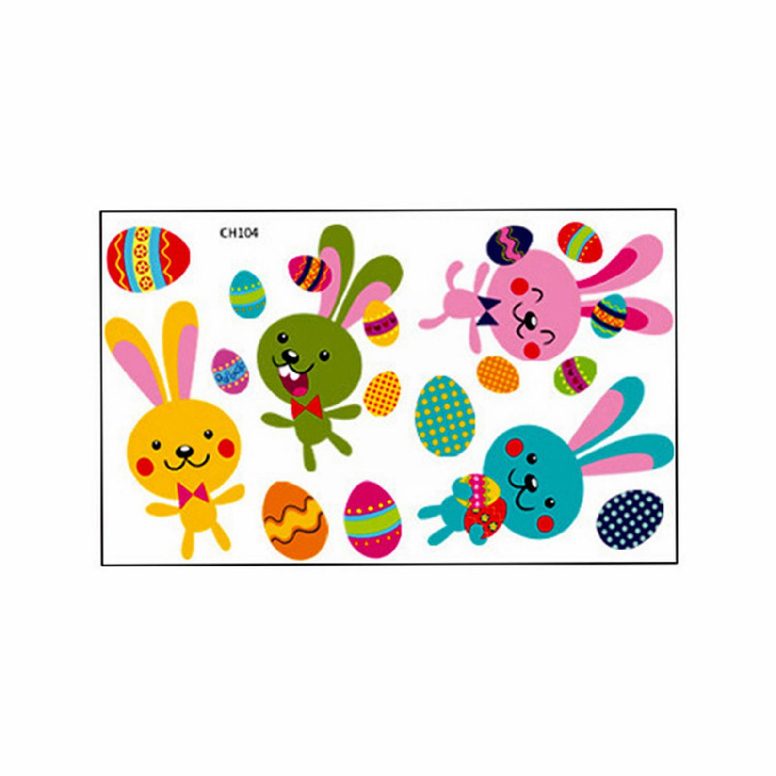 Glow in The Dark Lights Blue Rabbit Egg Easter Static Film Glass Window Sticker