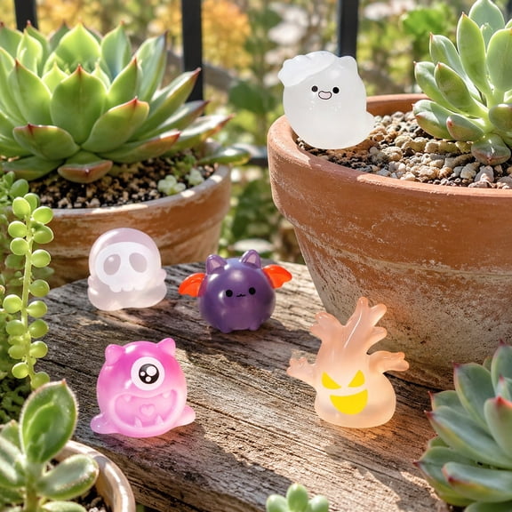 Glow in The Dark Mini Resin Figures, 69 PCS Resin Micro Landscape Halloween Figurines, 23 Styles 3 for DIY Crafts