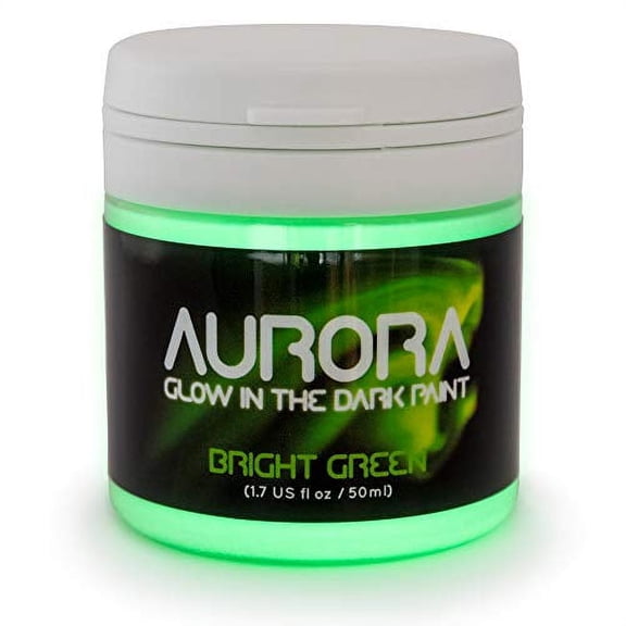 Glow in The Dark Paint, 1.7 fl oz (50ml), Aurora Bright Green, Non-Toxic, Water Based, by SpaceBeams