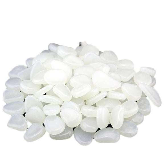 Glow in The Dark Pebbles, 50pcs White Glowing Rocks Luminous Stone for Fish Tank, Garden Yard, Path Patio Aquariums Rocks Decor Light Up Rocks