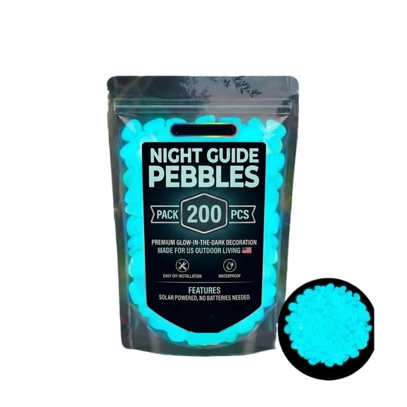 Glow in The Dark Pebbles Outdoor Glow in The Dark Garden Stones Blue Night Guide Pebbles Outdoor Garden Decor Landscape Decorations 200 Pack