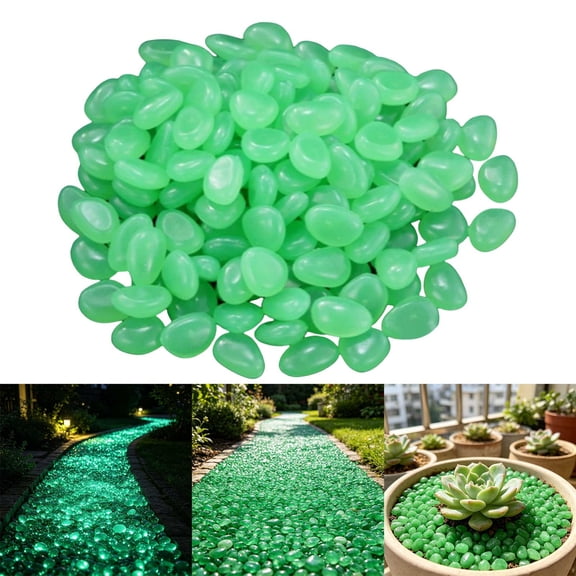Glow in The Dark Pebbles Stones 150PCS - Plastic Luminous Rocks for Garden Pathway, Walkway, Landscaping, Aquarium,Cemetery Decorations & Yard Decor