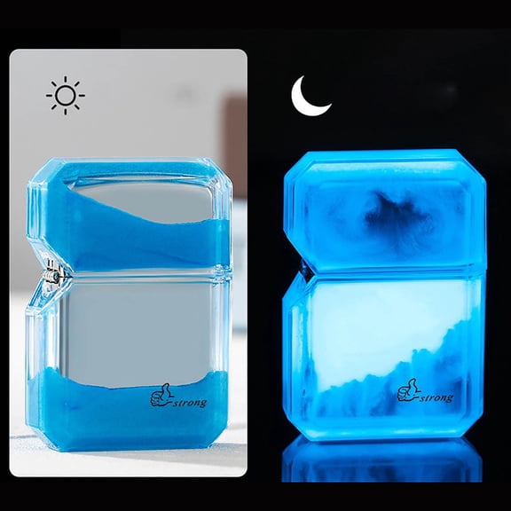 Glow-in-The-Dark Quicksand Lighter, Windproof Lighter, Torch Lighter, Cigar Lighter, Transparent Oil Tank Portable Lighter Packaging