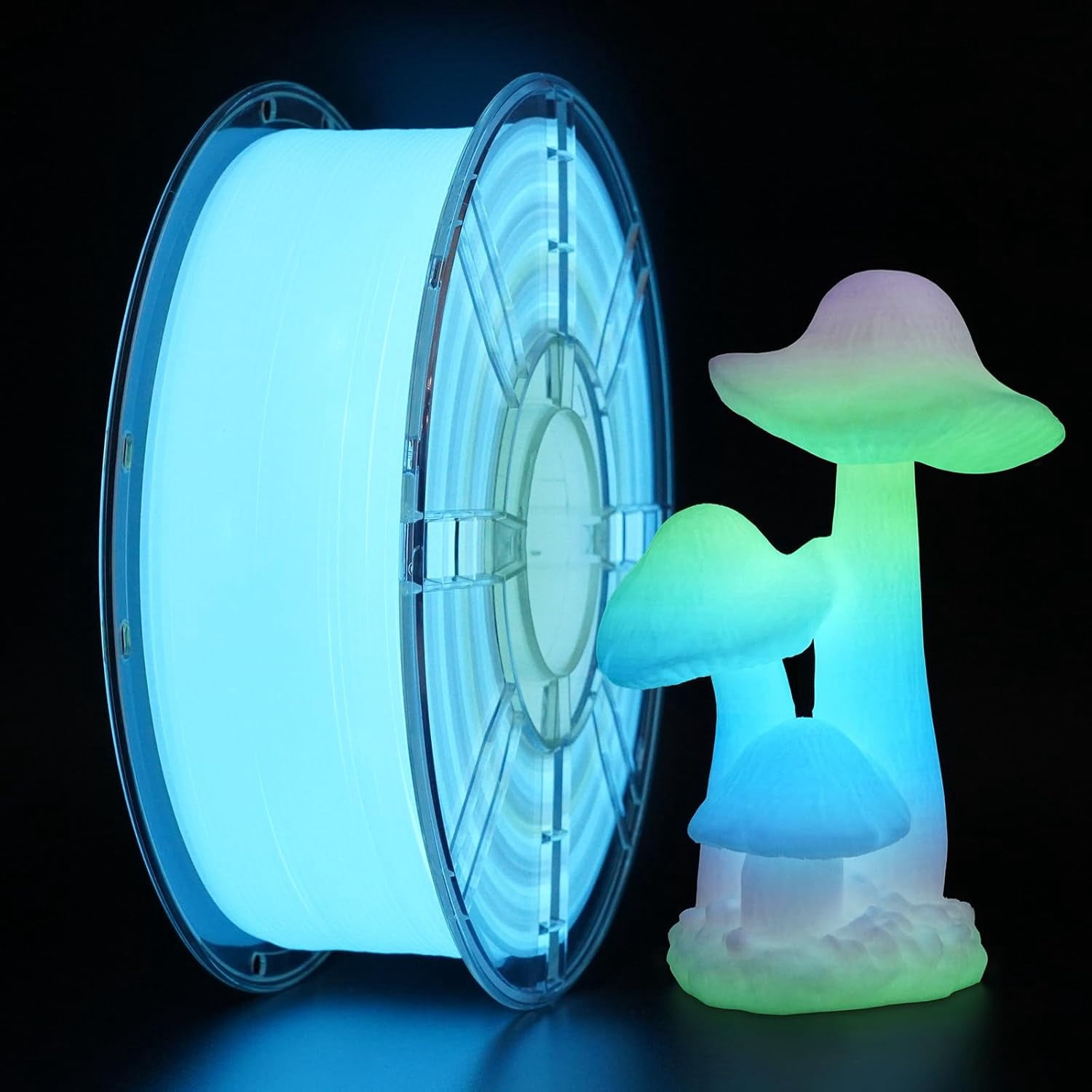 Glow in The Dark Rainbow PLA Color Change Filament 3D Printer Filament 1.75 1KG Multicolored PLA Luminous,Dimensional Accuracy +/- 0.03mm