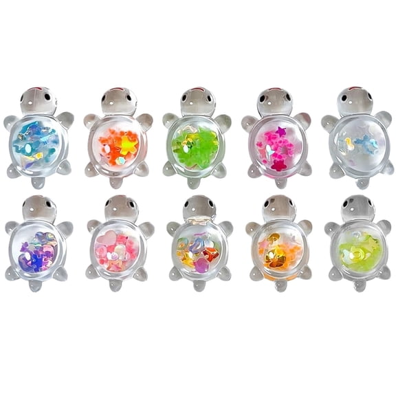 Glow in The Dark Resin Turtles, 10PCS Mini Sea Turtle Figurines Glitter Crafts for Party Decor Fairy Garden Prank Games(DSF)