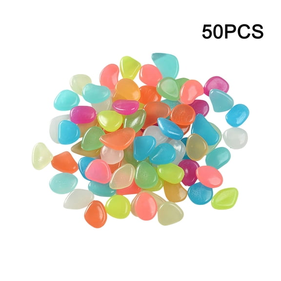 Glow in The Dark Rocks Glow Pebbles Outdoor Bulk Blue Decorations Stones for Garden Fish Tank Aquarium Walkway Plant Pots (50Pcs, Colorful)