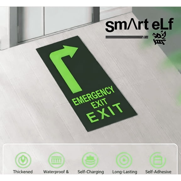 Glow in The Dark Safety Sign Stickers, Exit & Evacuation Signs, Wall & Floor Decals for Caution Wet Floor, Step Warning, Fire Escape Route