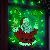 Glow in The Dark Santa Claus Snowflakes Decals Christmas Wall Stickers Window Clings for Christmas Decoration - Living Room Bedroom Home Decor