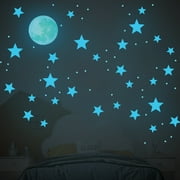 Glow in The Dark Stars and Moon for Ceiling, 1028 Pcs 3D Star Stickers, Wall Stickers, Glow Stars for Kids Room Decor and Cool Room Decor (Blue)