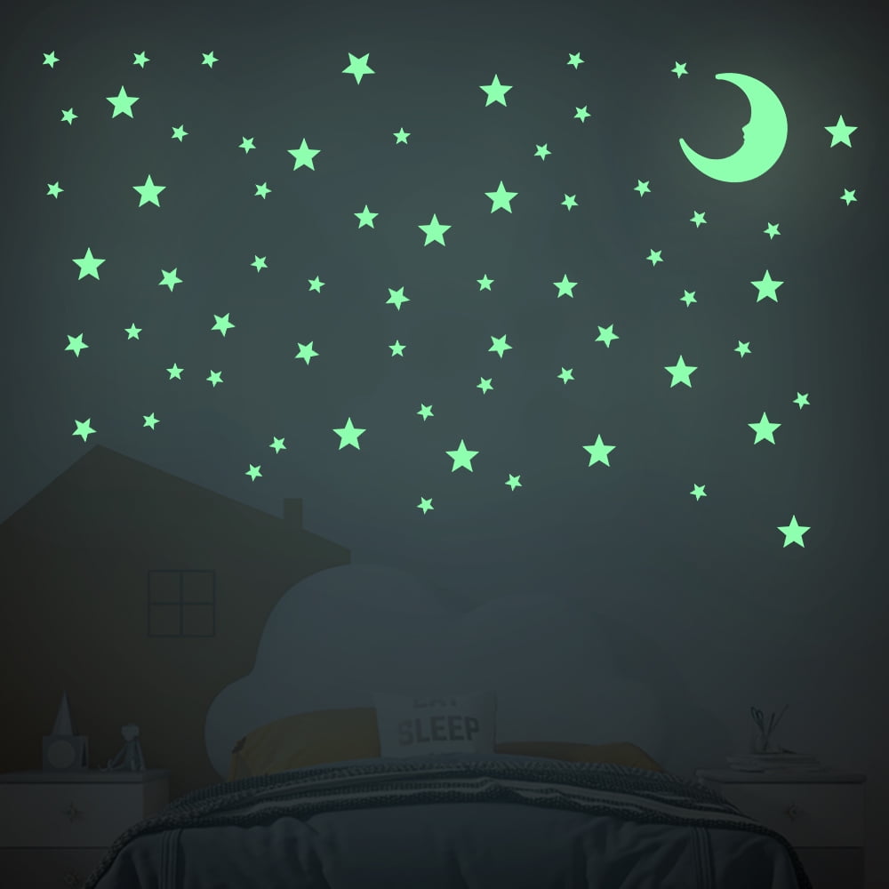 Glow in The Dark Stars and Moon for Ceiling, 201 Pcs 3D Star Stickers