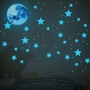 Glow in The Dark Stars and Moon for Ceiling, 435 Pcs 3D Star Stickers, Wall Stickers, Glow Stars for Kids Room Decor and Cool Room Decor (Blue)