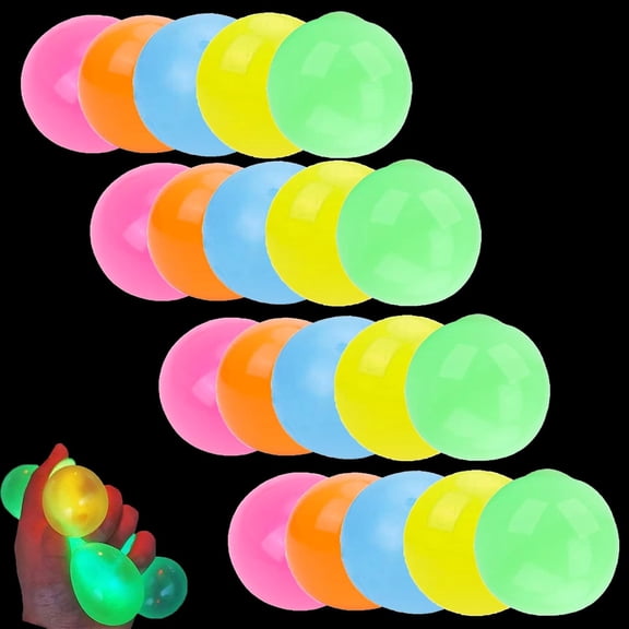 Glow in The Dark Sticky Balls, Stress Balls Ceiling Balls, Glowing Bouncy Toys for Teens and Adults (20PCS)