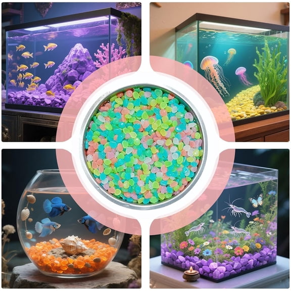 Glow in The Dark Stones, 500 Pieces Decorative Pebbles, DIY Colorful Glow in The Dark Rocks, for Fish Tank, Aquarium, Art Crafts, Yard, Garden, Pond