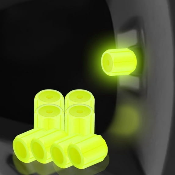 Glow in The Dark Tire Caps Set of 4 Luminous ABS Plastic Covers for Car SUV Truck Bike Easy Install(Yellow)