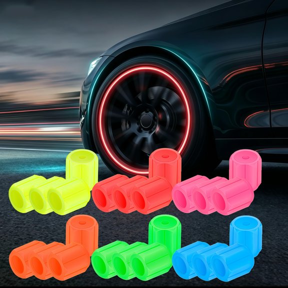 Glow in The Dark Tire Valve Caps, 2026 Upgraded Fluorescent Valve Caps Cool Car Present for Cars Trucks Motorcycles SUVs Bikes