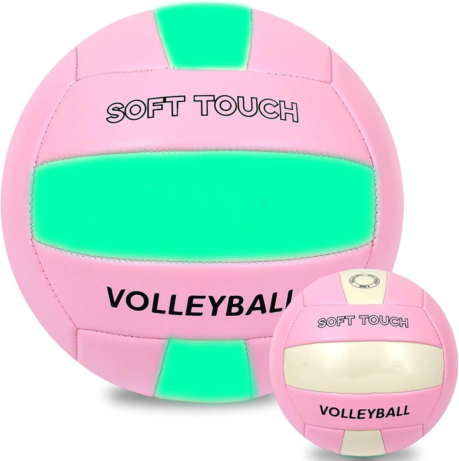 Glow in The Dark Volleyball Pink Luminous Light Up Volleyball for Night Games Outdoor Indoor Training Ball with Fluorescent Green Glow Effect