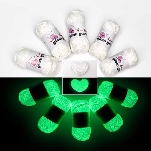 Glow in The Dark Yarn - 5 Pack Glow Yarn (260g/9oz | 273 Yards), Knitting & Crochet Thread for DIY Crafts, Gifts, Doll Making (White)