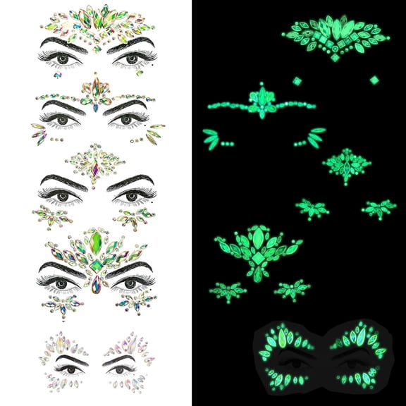 Glow in The Dark face gems Self Adhesive Face Sticker Luminous Festival Face Body Gems Crystals Rhinestone