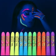 MeiduGaga 12-pack Neon Face Paint Sticks, Glow Under Black Light Body Paint for Party Halloween