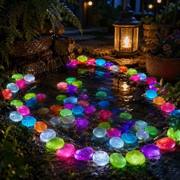 Glow in the Dark Aquarium Rocks 50 Pack 3 cm Luminous Pebbles for Fish Tank Decor, Garden Path, Vases, DIY Crafts and Home Decoration