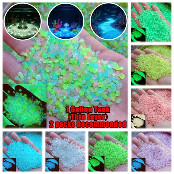 Glow in the Dark Aquarium Sand - Fluorescent Gravel for Vases, Non-toxic Ambient Lighting, Natural Aquascape Enhancement, Fish Tank Decor