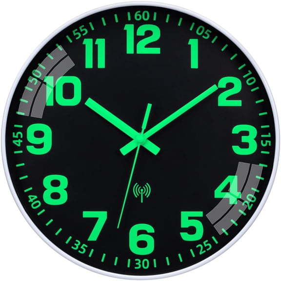 Glow in the Dark Atomic Wall Clock 12" Large Digital Clock