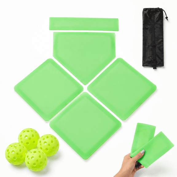 Glow-in-the-Dark Baseball Softball Practice Set with 3 Bases, Home Plate, Pitching Rubber, 4 Balls and Carry Bag