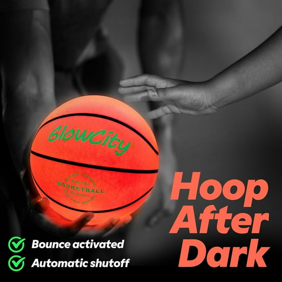 Glow in the Dark Basketball for Teens - Light  LED Toy for Night Games, 30 Hours Glow, Sturdy Rubber  for Kids 8+