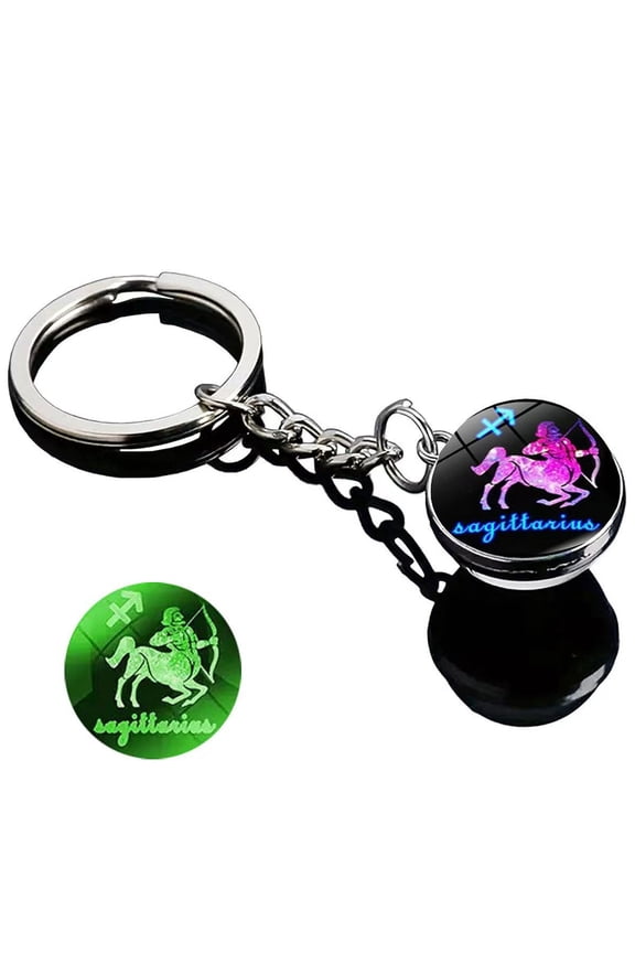 Glow in the Dark Constellation Keychain, Time Gemstone Zodiac Luminous Charm Keychain, Unique Celestial Gift,Sagittarius